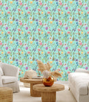 Tiffany Color Wallpaper with Flowers