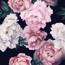 Contemporary Modern Dark Wallpaper with Peonies