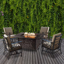 Aluminum 48-in Rectangular Patio Fire Table Set with Rocking Chairs