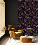 Black Wallpaper with Brightly Leaves