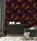 Modish Dark Leaves Pattern Wallpaper Vogue