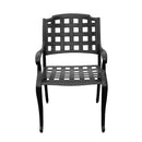 Aluminum 7pc Black Hexagon Patio Dining Set, Lazy Susan, Six Chairs