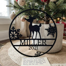 Custom Metal Wall Art - Personalized Reindeer Monogram Sign