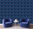 Voguish Blue Leaves with Pink Flowers Wallpaper Smart