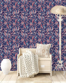 Red and Blue Monogram Wallpaper