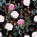 Fashionable Dark Wallpaper with Pink Flowers Tasteful