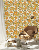 Modish Orange Floral Wallpaper Smart
