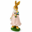 Easter Bunny Figurine with Flowers - Spring Rabbit Decor 8.7 Inches