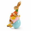 Decorative Easter Bunny on Egg with Carrot Vintage Holiday Figurine 5.2 Inches Tall