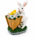 Wooden-Style Easter Bunny and Chick Figurine - 7" Spring Planter Decor