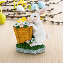 Wooden-Style Easter Bunny and Chick Figurine - 7" Spring Planter Decor