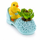Wooden-Style Easter Chick Planter - 3.4" Shoe Succulent Pot Decor