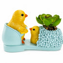 Wooden-Style Easter Chick Planter - 3.4" Shoe Succulent Pot Decor