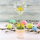 Easter Chick Heart Egg Topiary Figurine - Tabletop Spring Decor 12.5 Inches