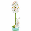 Bunny's Treasured Easter Egg Vessel Topiary Tabletop Decor Figurine 13.5 Inches Tall