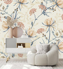 Contemporary Beige Floral Wallpaper Smart Quality