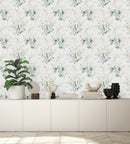 Green Leaves Wallpaper with Gold Contours