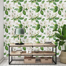 Voguish White Flowers Wallpaper Sophisticated