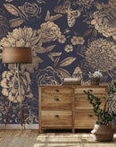Contemporary Modern Vintage Floral Wallpaper