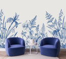 Voguish Modern Blue Floral Wallpaper