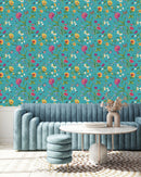 Fashionable Blue Floral Wallpaper Chic