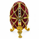 Golden Trellis Crimson Enamel Royal Inspired Imperial Metal Easter Egg 4 Inches