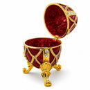 Golden Trellis Crimson Enamel Royal Inspired Imperial Metal Easter Egg 4 Inches