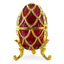 Golden Trellis Crimson Enamel Royal Inspired Imperial Metal Easter Egg 4 Inches