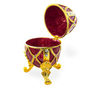 Golden Trellis Crimson Enamel Royal Inspired Imperial Metal Easter Egg 4 Inches