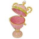 Pink Amphora Enameled Royal Inspired Imperial Metal Easter Egg Figurine 5.5 Inches