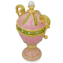 Pink Amphora Enameled Royal Inspired Imperial Metal Easter Egg Figurine 5.5 Inches