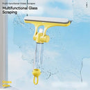 Yellow 4-in-1 window cleaning brush with squeegee for kitchen glass