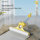Yellow 4-in-1 window cleaning brush with squeegee for kitchen glass