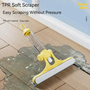 Yellow 4-in-1 window cleaning brush with squeegee for kitchen glass