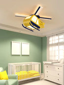 Yellow and black cartoon helicopter ceiling light for children room