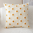 Yellow and cream daisy floral embroidery pillow cover living room