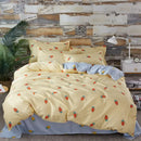 Yellow and light blue carrot cartoon printed bedding set bedroom