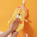 Yellow and pink cartoon animal hand towel bathroom decor