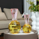 Yellow and pink crystal candle holder dining room centerpiece