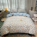 Yellow and white flowers print cotton bedding set bedroom bunny decor