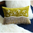 Yellow bamboo velvet throw pillow cover bedroom decor