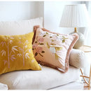 Yellow bamboo velvet throw pillow cover bedroom decor
