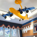 Yellow & blue airplane bluetooth speaker lamp kids room chandelier