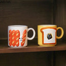 Yellow bread pattern ceramic cat mug kitchen toast cup