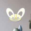 Yellow bunny led ceiling light white finish bedroom decor