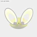 Yellow bunny led ceiling light white finish bedroom decor