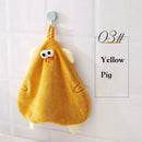 Yellow cartoon pig plush hand towel for bathroom or kitchen