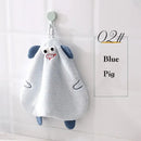 Yellow cartoon pig plush hand towel for bathroom or kitchen