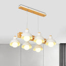 Yellow dome shade linear chandelier dining room metal island light