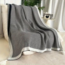 Yellow edge black & white diagonal stripe sofa blanket living room